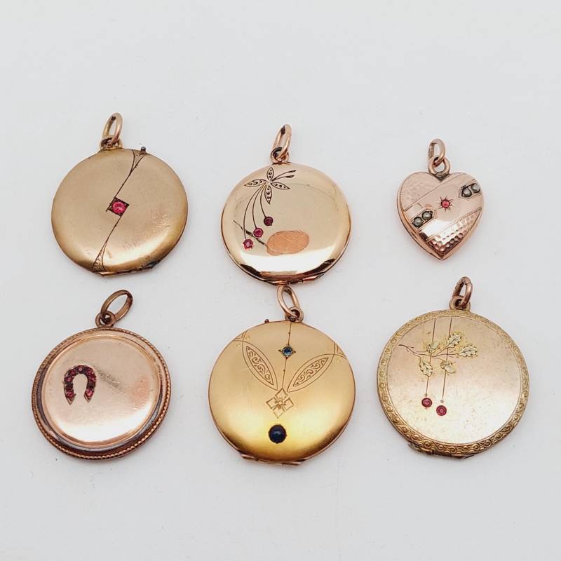 Antikes Medaillon Double Anhänger Granat Geschenk Verlobungsgeschenk Jugendstil Barock Blumen Mit Bild Herz von SchmuckparadiesShop