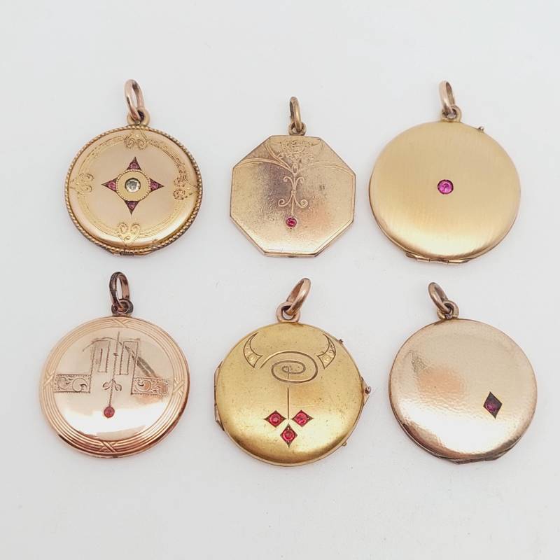 Antikes Medaillon Double Anhänger Granat Geschenk Verlobungsgeschenk Jugendstil Historismus Blumen Mit Bild von SchmuckparadiesShop