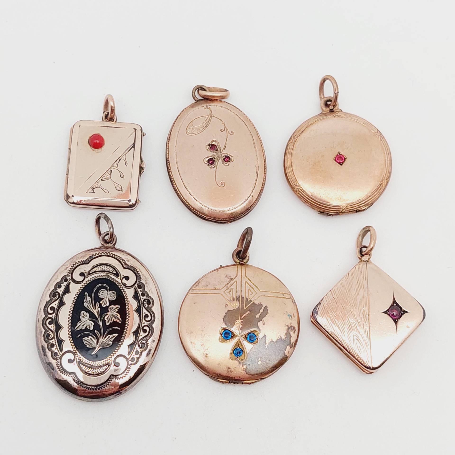 Antikes Medaillon Double Anhänger Granat Koralle Geschenk Verlobungsgeschenk Jugendstil Historismus Blumen Mit Bild von SchmuckparadiesShop