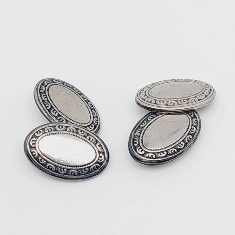 Art Deco Manschettenknöpfe Antike Alpacca von SchmuckparadiesShop