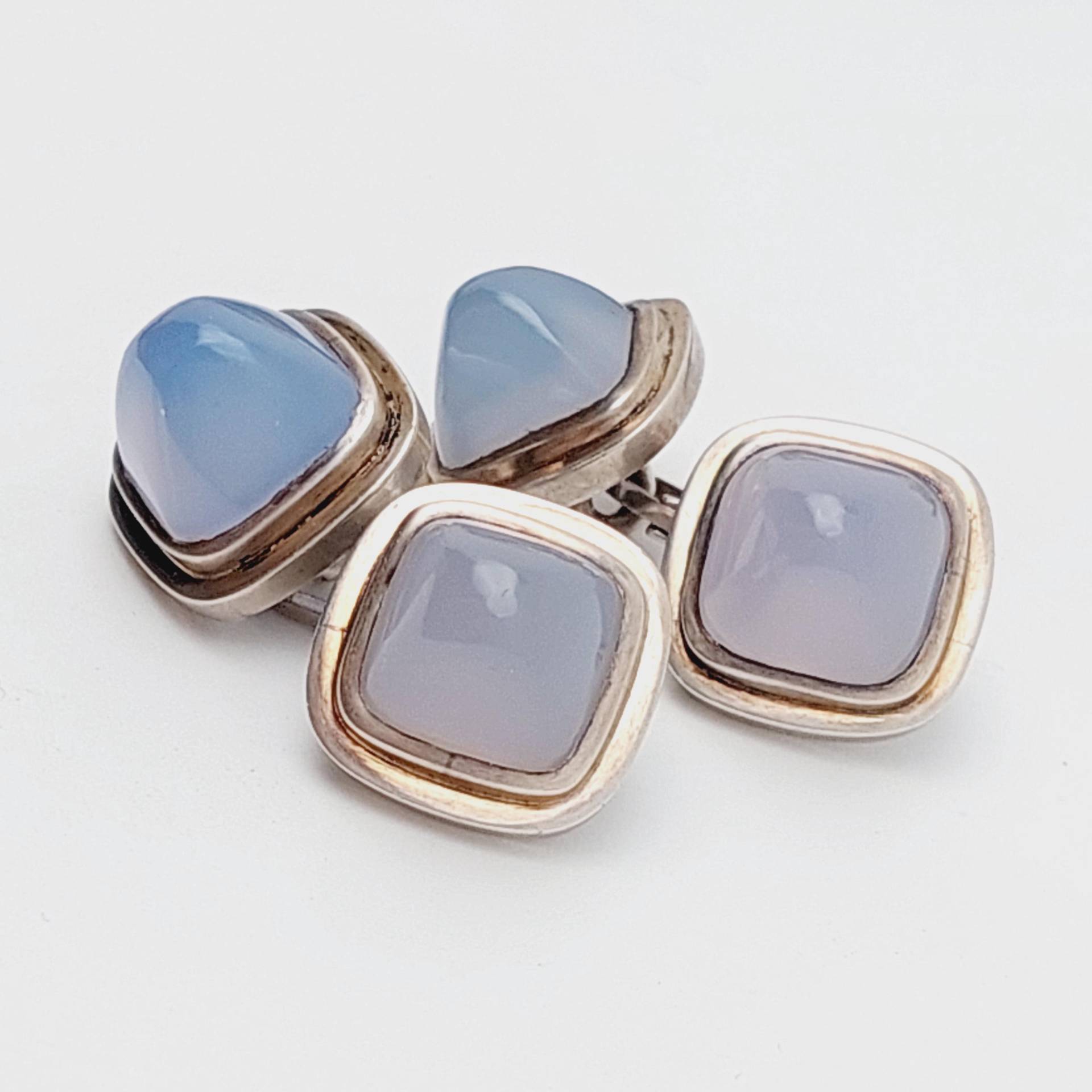 Art Deco Manschettenknöpfe Mondstein Antike 835 Silber von SchmuckparadiesShop