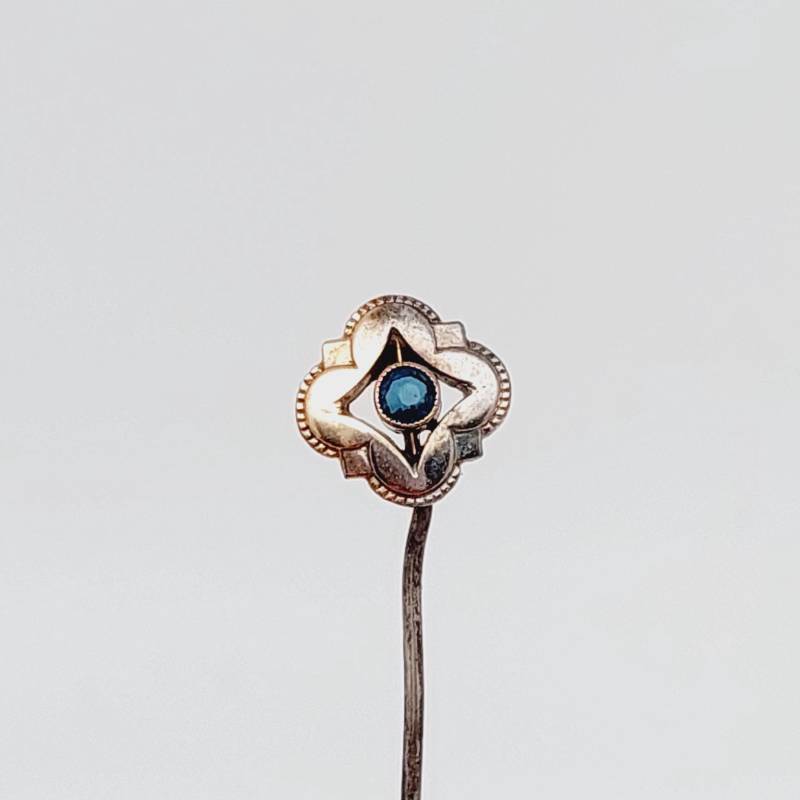 Biedermeier Krawattennadel Andreas Daub Goldfarbe Tombak Anstecknadel Reversnadel Nadel Mit Blauem Stein Antik Brosche von SchmuckparadiesShop