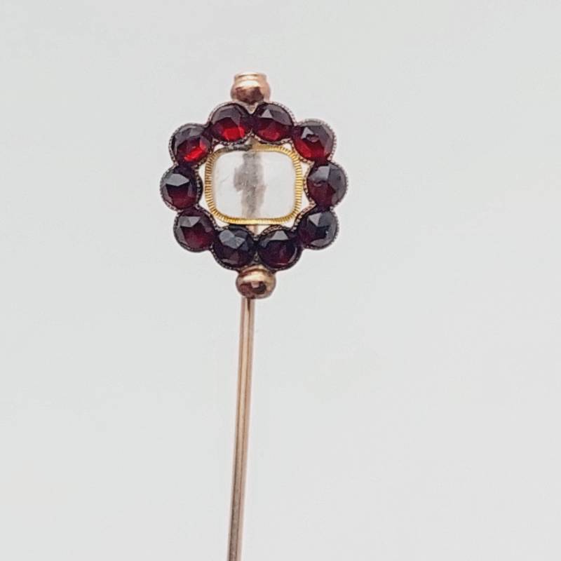 Biedermeier Krawattennadel Granat Ameriken Double Anstecknadel Reversnadel Nadel Mit Roten Stein Antik von SchmuckparadiesShop