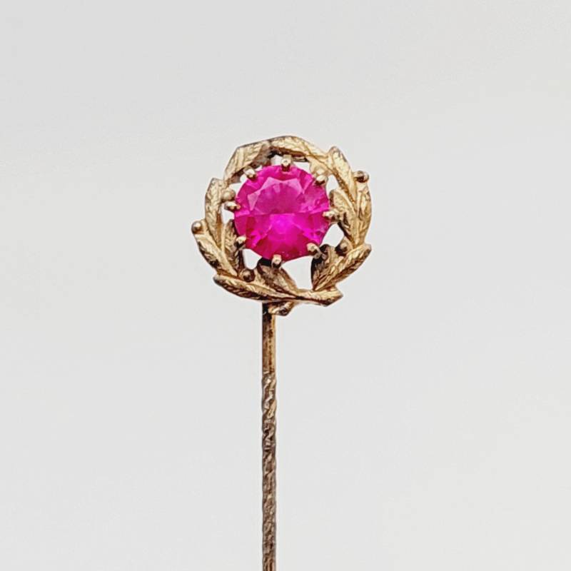 Biedermeier Krawattennadel Roter Geschliffener Farbstein 835Er Silber Anstecknadel Reversnadel Nadel Antik von SchmuckparadiesShop