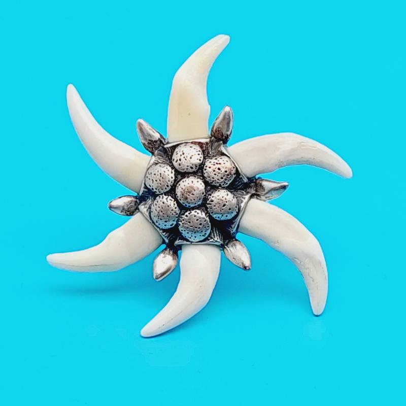 Brosche 835Er Silber Handarbeit Fuchzahn Edelweiß Trachten von SchmuckparadiesShop