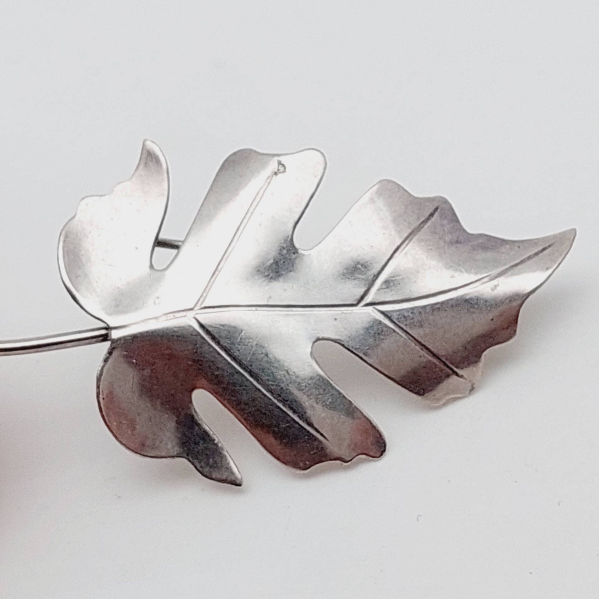 Florale Silber Brosche Blumen Jugendstil Blatt 800Er von SchmuckparadiesShop