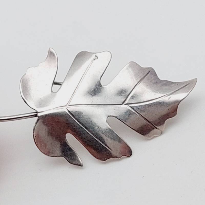 Florale Silber Brosche Blumen Jugendstil Blatt 800Er von SchmuckparadiesShop