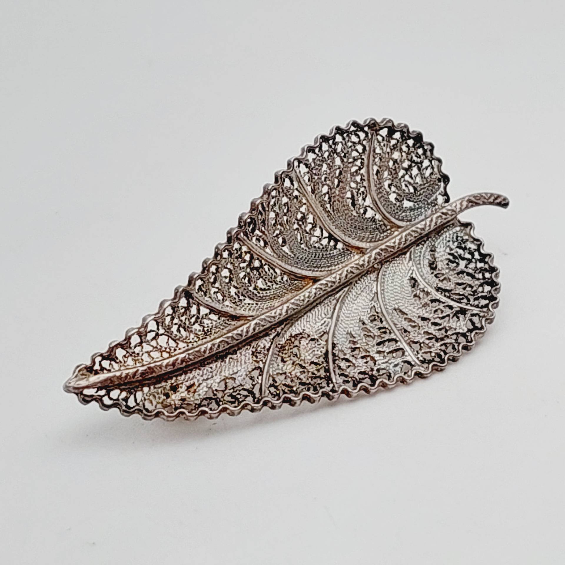 Florale Silber Brosche Blumen Jugendstil Blatt 835Er von SchmuckparadiesShop