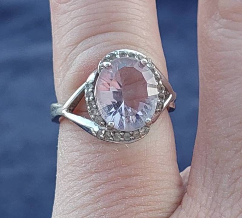 Gr 13 53 Moderner 925 Silber Ringe Verlobungsring Rosa Steine von SchmuckparadiesShop