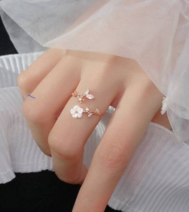 Gr 13 Blätter Ring Offener Zirkonia Astring 925Er Silberring #tl039 von SchmuckparadiesShop