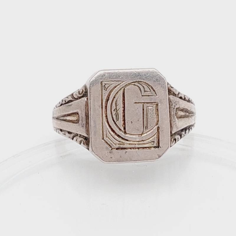 Gr 14 54 Antiker 835Er Silber Ring Herren Siegelring Lc Cl Silver Signet von SchmuckparadiesShop