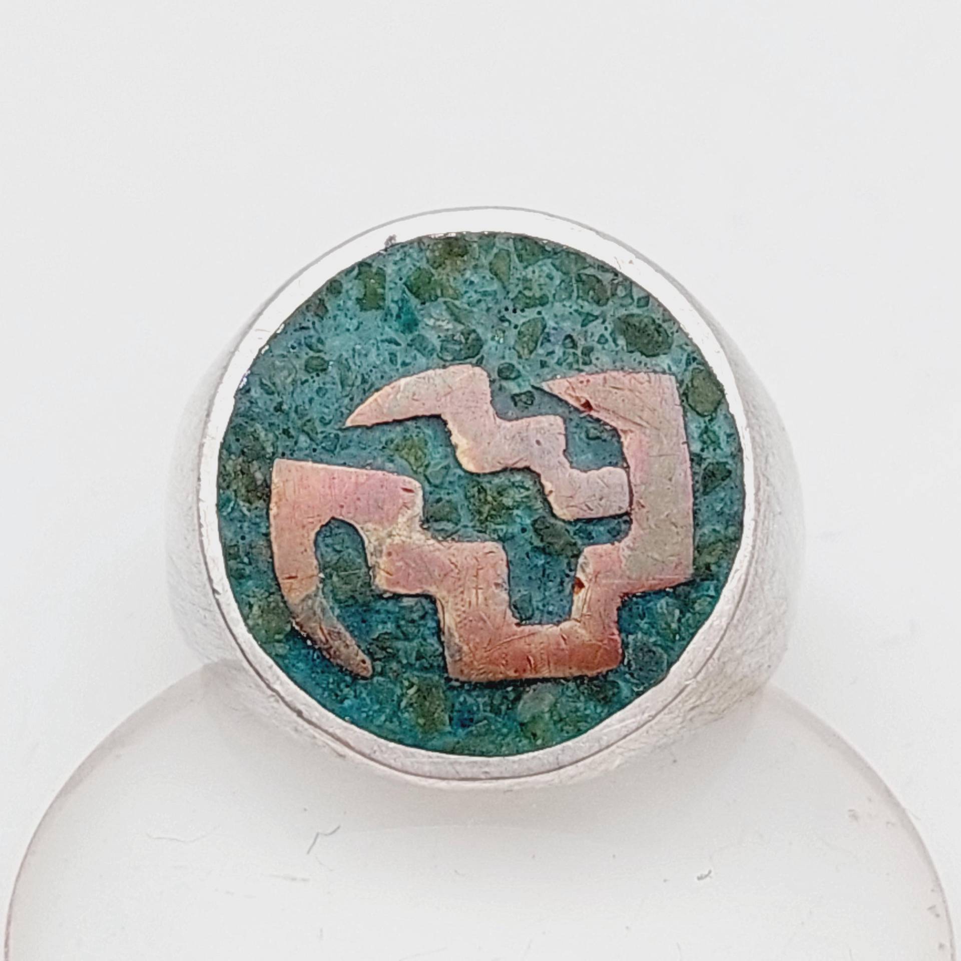 Gr 14 54 Antiker 925Er Silber Herren Siegelring Grüner Stein Art Deco Ring Silver Signet Mexiko von SchmuckparadiesShop