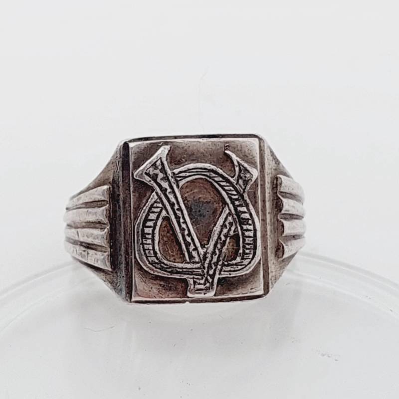 Gr 16 Antiker 800 Silber Ring Herren Siegelring Ov Vo Silver Signet Gr 16 Antiker 800 Silber Ring Herren Siegelring Ov Vo Silver Signet von SchmuckparadiesShop