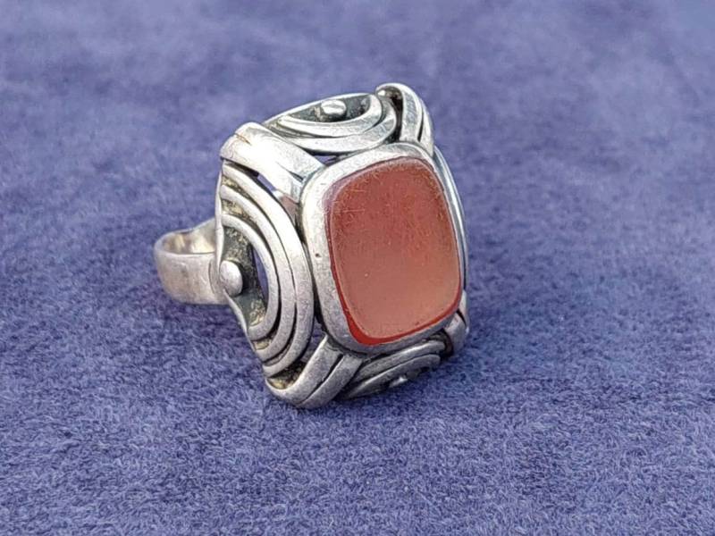Gr 17 Antiker 835Er Silber Ring Siegelring Mit Karneol von SchmuckparadiesShop