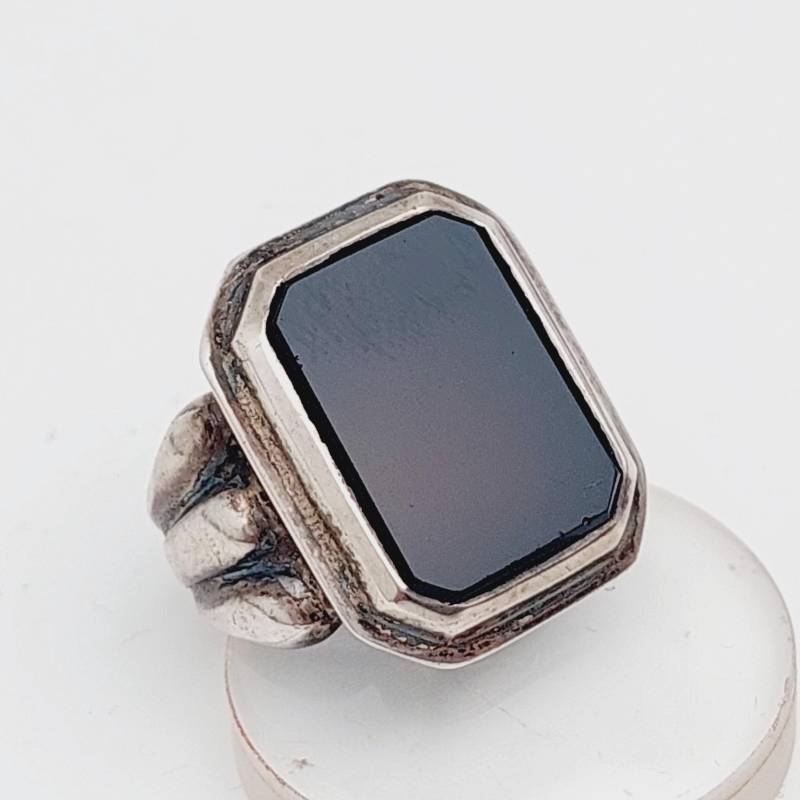 Gr 17 Antiker Herren Siegelring Antiker Herrenring Art Deco 835Er Silber Onyx Stein Gr. 57 Ø 18mm von SchmuckparadiesShop