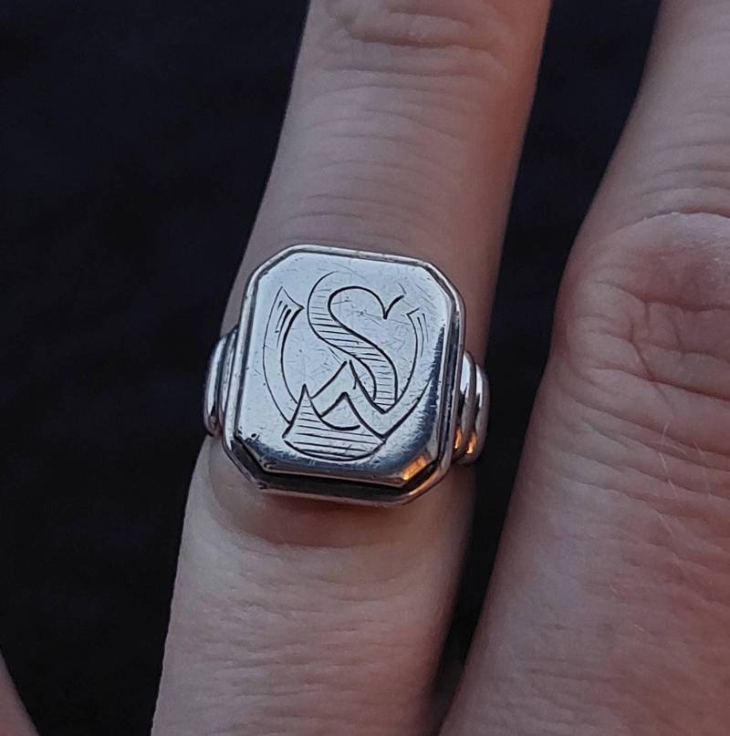 Gr 18 Sterling Silber Ring-Personalisierte Ringe-Monogramm Sw Ring-Buchstabe Ring-Initial Ring-Gravierter Ring-Damen Ring von SchmuckparadiesShop