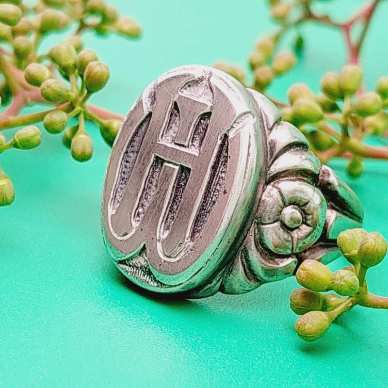 Gr 19 59 Antiker Herren Siegelring Initialen Hm Hw 800 Silber Jugendstil Ring von SchmuckparadiesShop