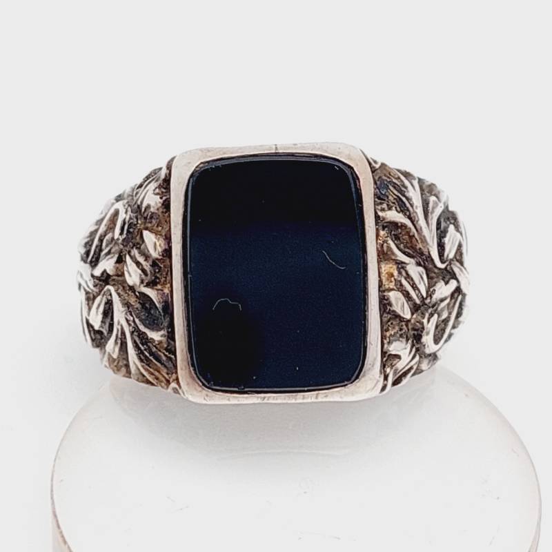 Gr 19 Antiker Herren Siegelring Jugendstil Antiker Herrenring 835Er Silber Onyx Stein Gr. 59 Ø 19mm von SchmuckparadiesShop