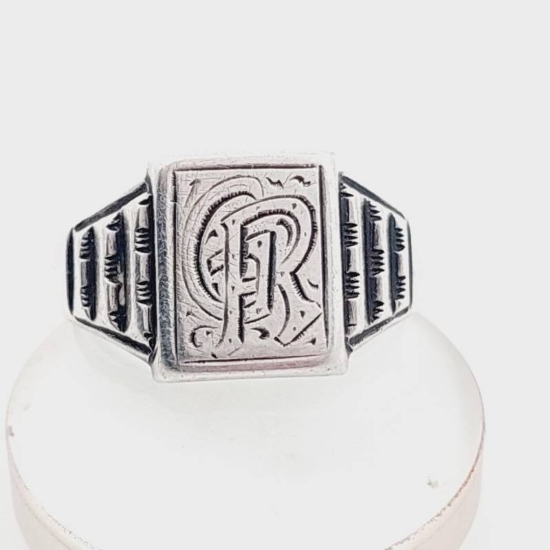 Gr 20 60 Antiker Herren Siegelring 835Er Silber Herrenring Initialen Gr von SchmuckparadiesShop