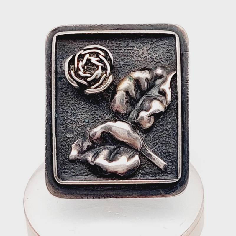 Gr 20 Antiker Siegelring 800Er Silber Jugendstil Ring Rose Eu 9 von SchmuckparadiesShop