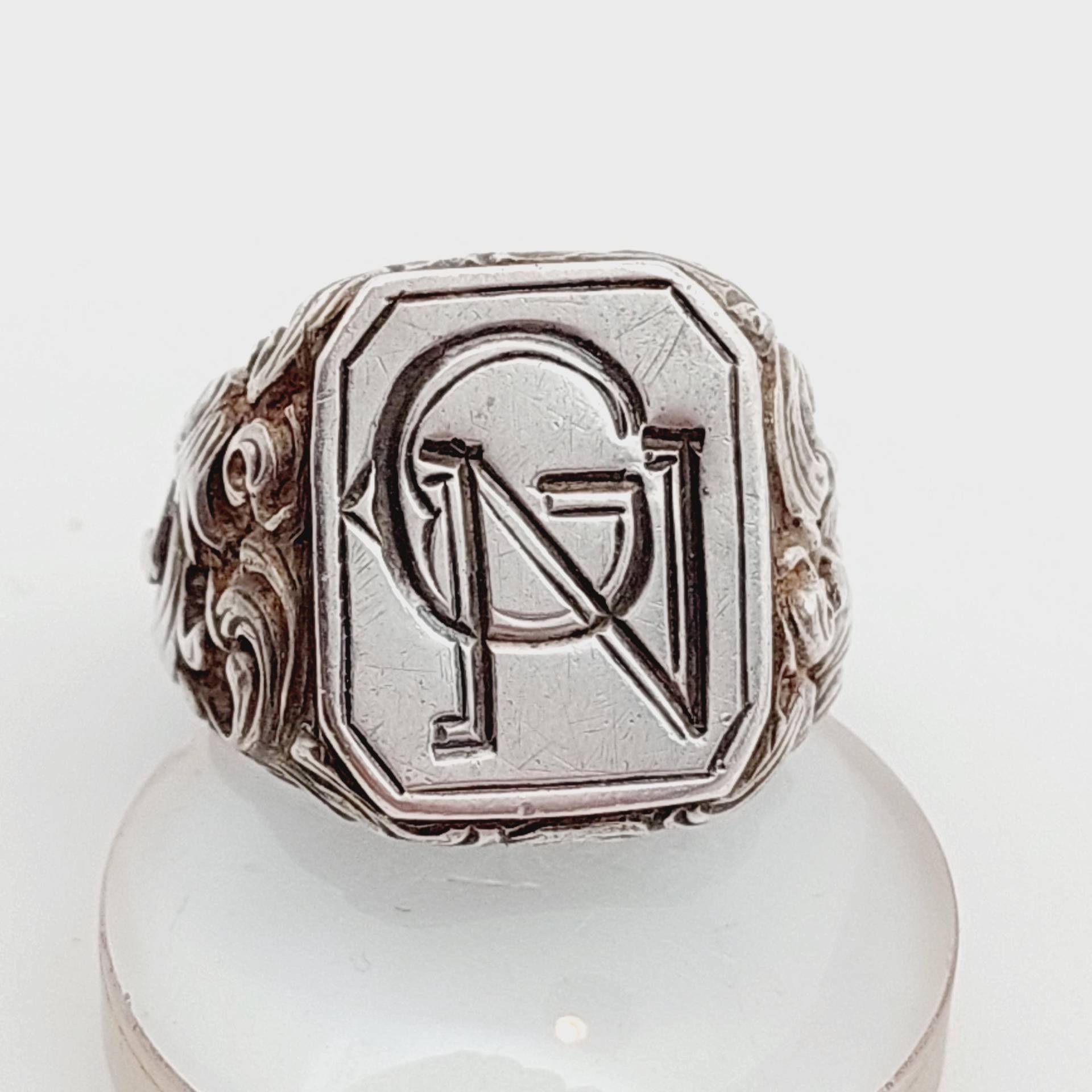 Gr 21 61 Antiker Siegelring 900Er Silber Herrenring Initialen Gn Ng Antiker Schmuck von SchmuckparadiesShop