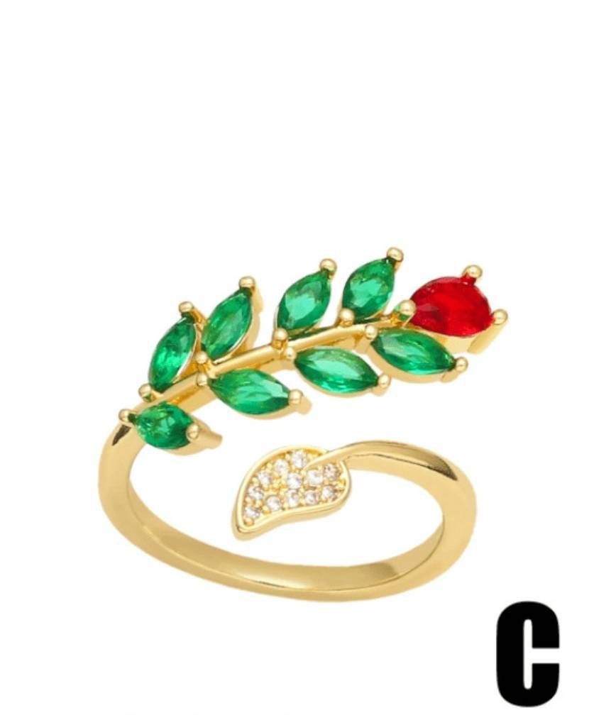 Gr 21 Blumen Ring Mit Zirconia Offener Messing Hart Vergoldet #tl048 von SchmuckparadiesShop