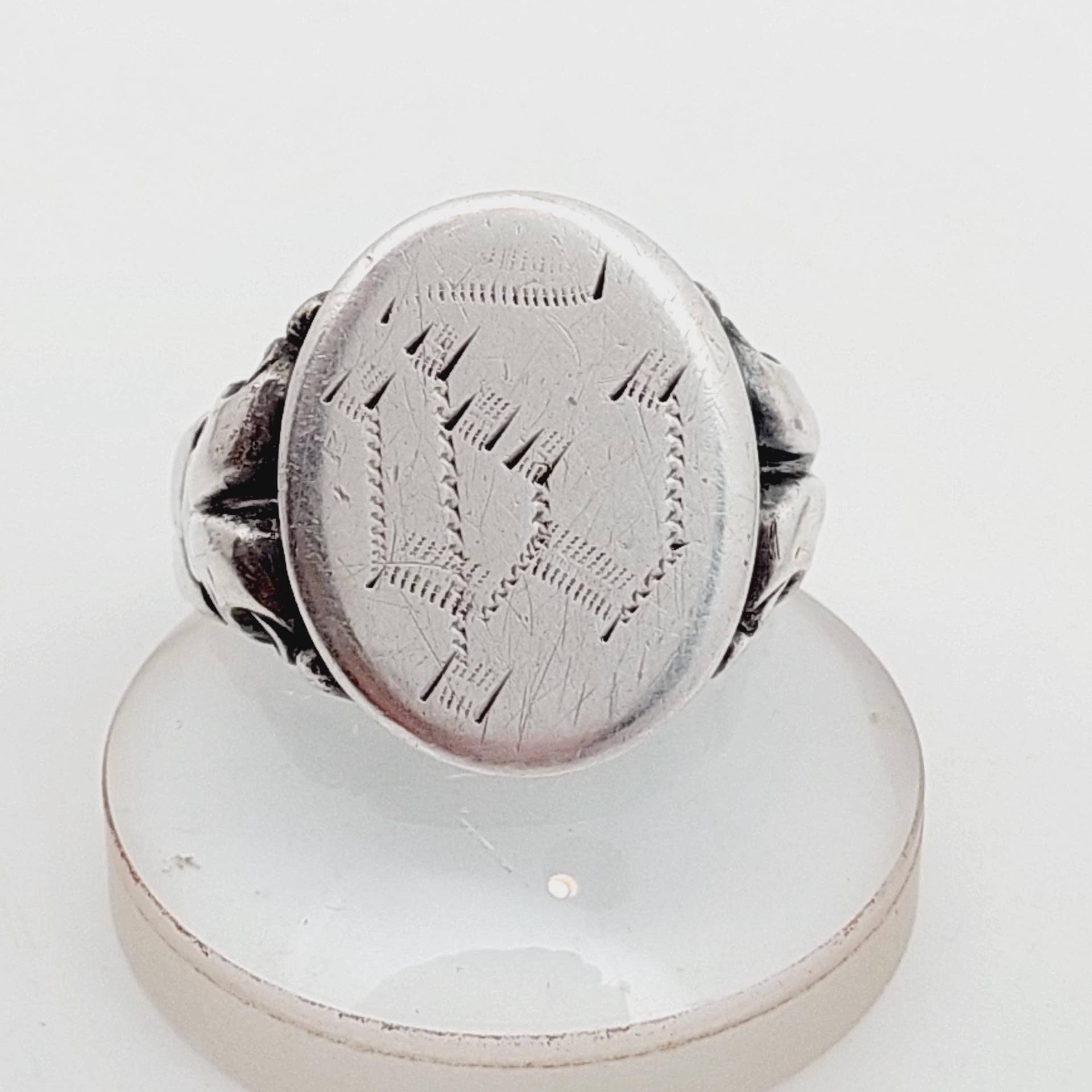 Gr 22 Antiker 835Er Silber Herren Siegelring Jugendstil Initialen Wl von SchmuckparadiesShop