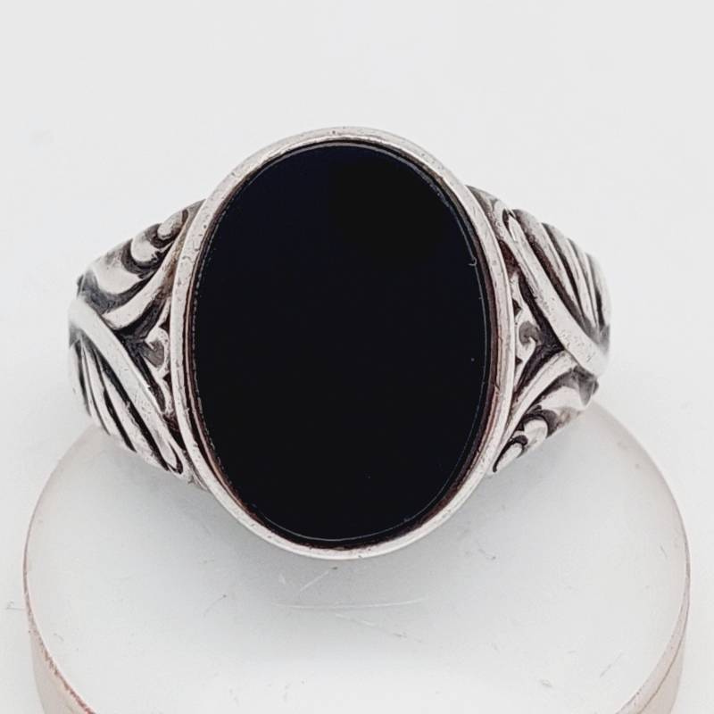 Gr 22 Antiker Herren Siegelring Antiker Herrenring 835Er Silber Onyx Stein Gr. 62 Ø 20mm von SchmuckparadiesShop