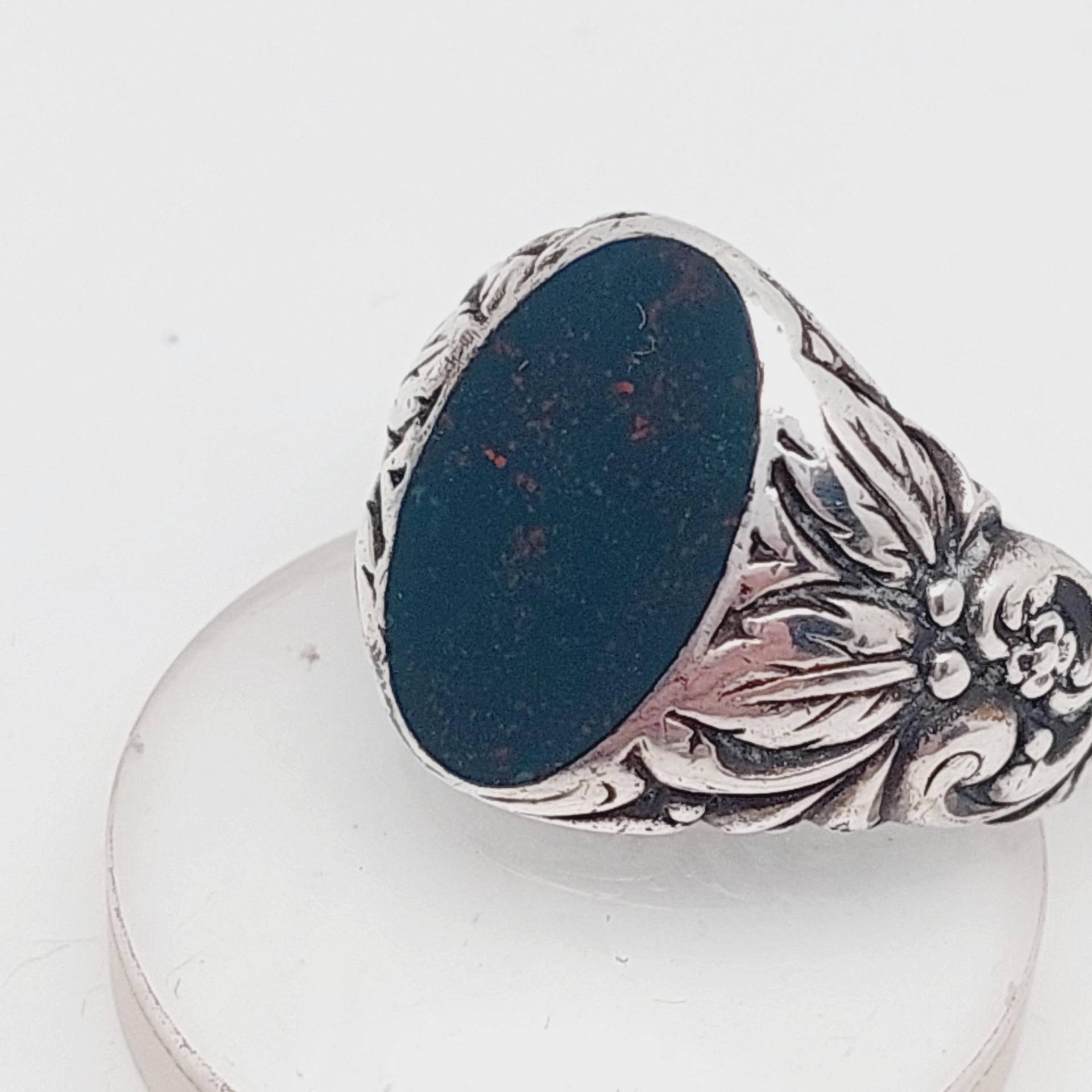 Gr 22 Antiker Herren Siegelring Jugendstil Antiker Herrenring Blutjaspis 835Er Silber Heliotrop Stein Gr. 62 Ø 20 Mm von SchmuckparadiesShop