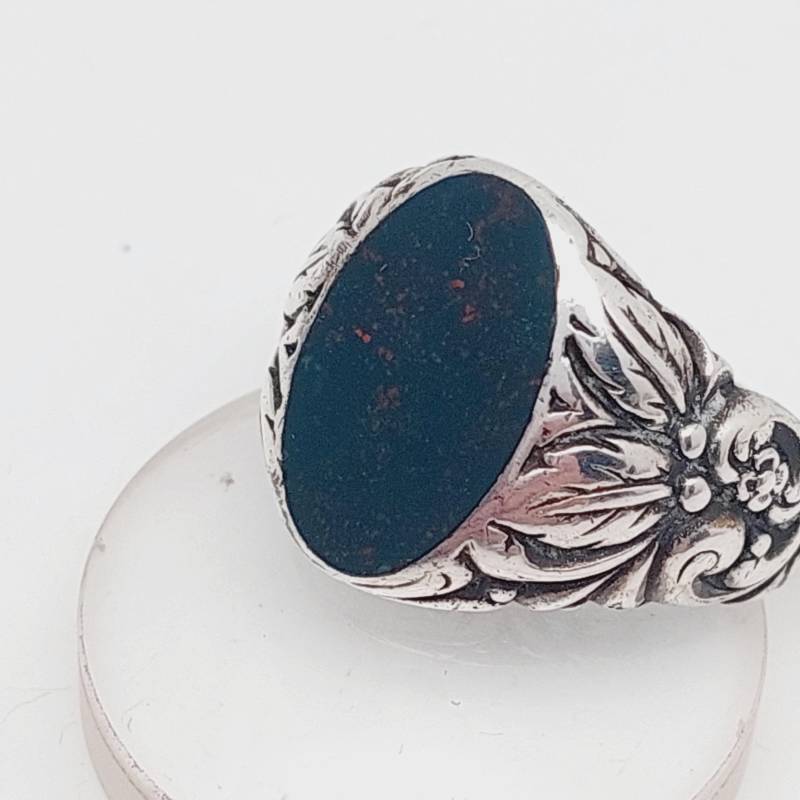 Gr 22 Antiker Herren Siegelring Jugendstil Antiker Herrenring Blutjaspis 835Er Silber Heliotrop Stein Gr. 62 Ø 20 Mm von SchmuckparadiesShop