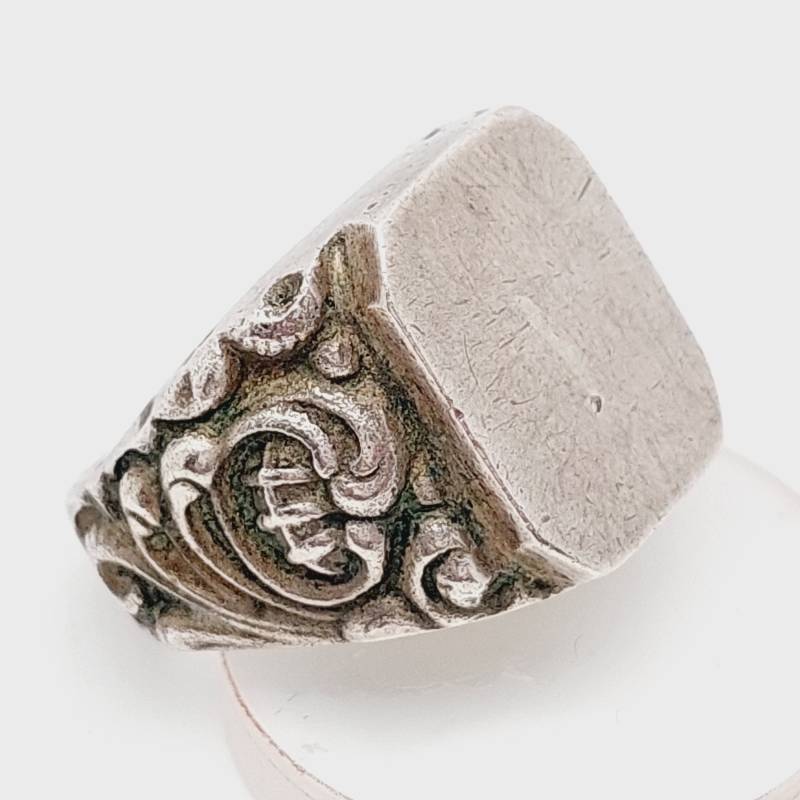 Gr 23 63 Antiker Silber Ring 26 Gramm Siegelring Mit Rocaillen Personalisieren Herrenring von SchmuckparadiesShop