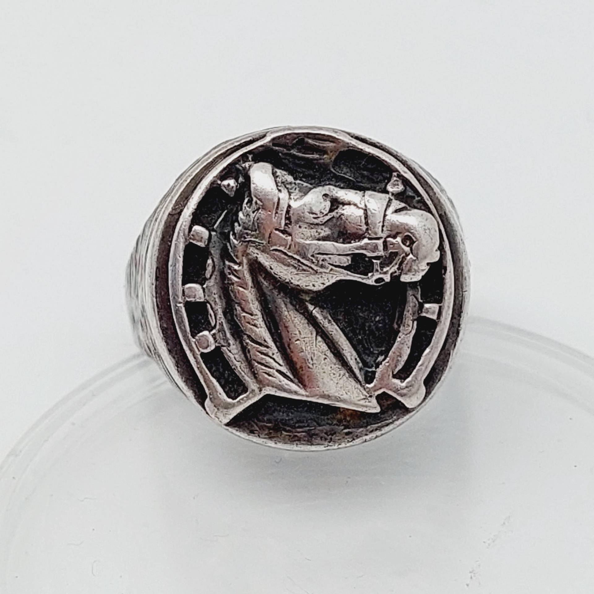 Gr 28 68 Antiker Siegelring Silber Herrenring Pferd Hufeisen Antiker Schmuck von SchmuckparadiesShop