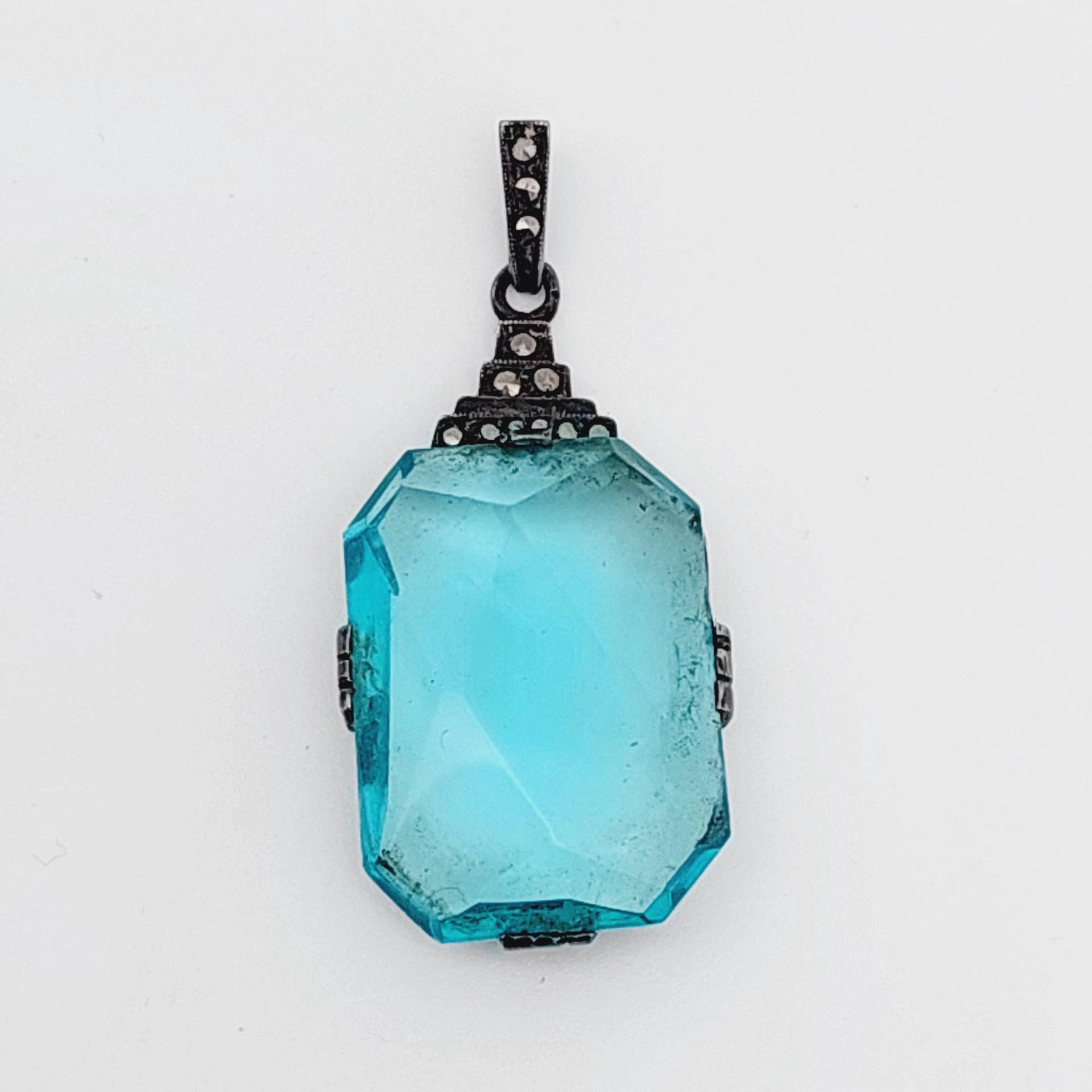 Groß Antiker 835Er Silber Anhänger Jugendstil Mit Blauem Stein Aquamarin Farbe Groß Antiker 835Er Silber Anhänger Jugendstil Mit Blauem Stein Aquamarin Farbe von SchmuckparadiesShop