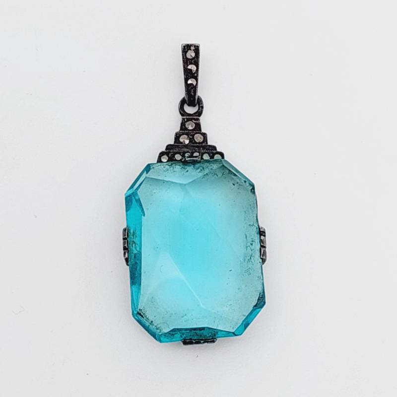 Groß Antiker 835Er Silber Anhänger Jugendstil Mit Blauem Stein Aquamarin Farbe Groß Antiker 835Er Silber Anhänger Jugendstil Mit Blauem Stein Aquamarin Farbe von SchmuckparadiesShop