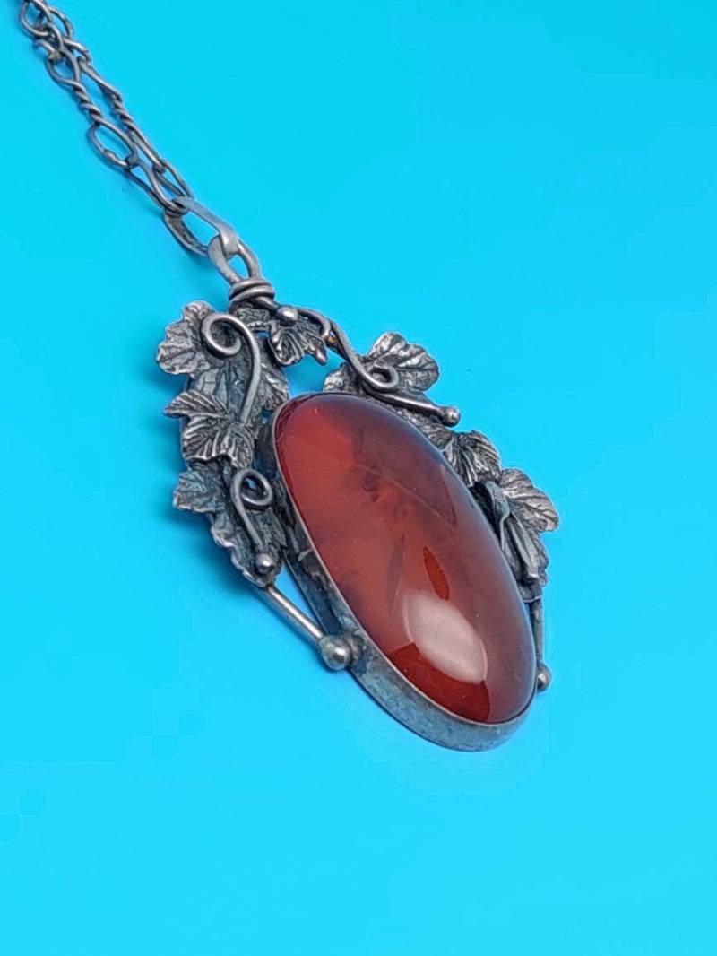 Großer Antiker 925Er Silber Anhänger Polen Danzig Mit Bernstein Amber von SchmuckparadiesShop