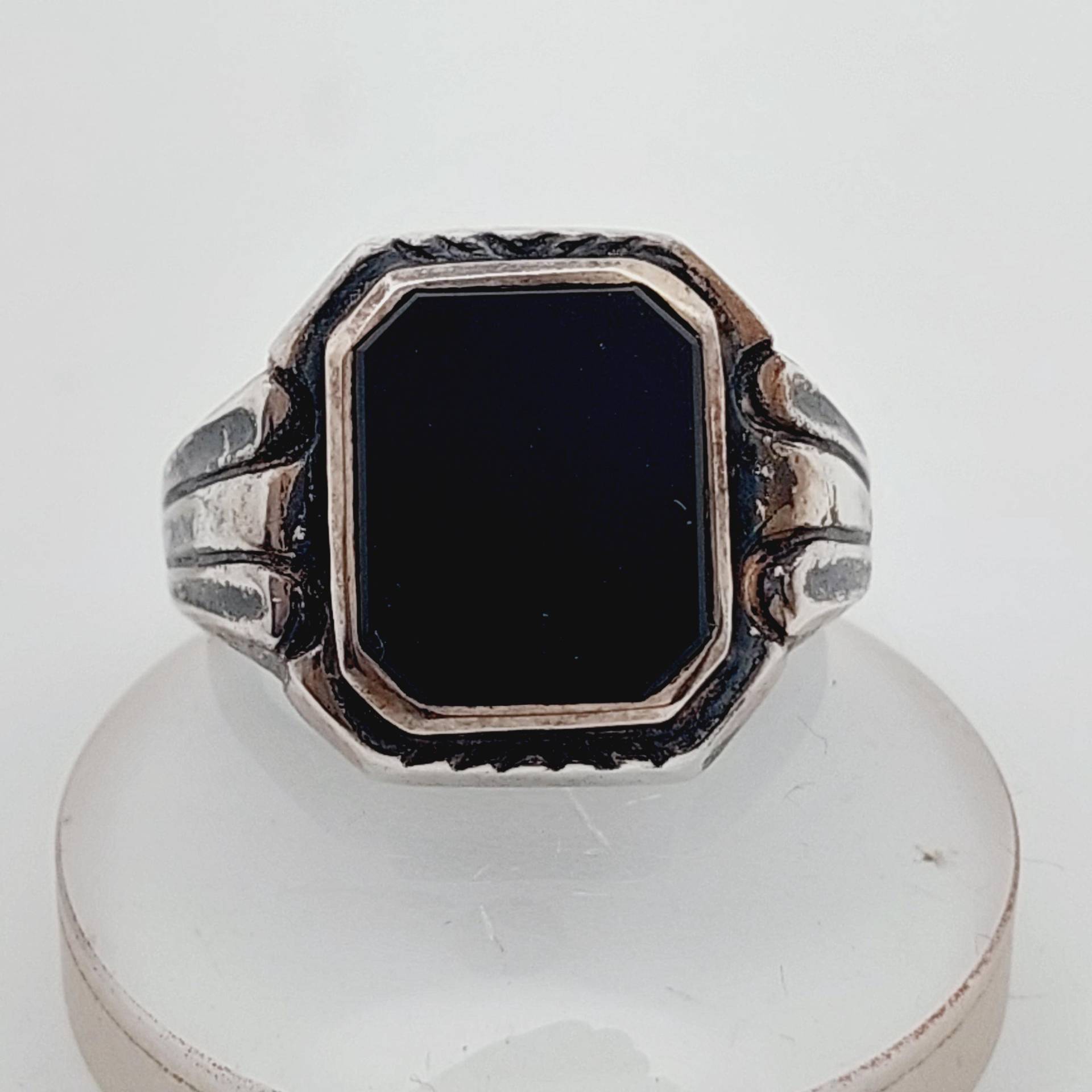 Herren Siegelring 835Er Silber Herrenring Onyx Stein Gr 21 Us 9 1/2 Viktorianisch von SchmuckparadiesShop