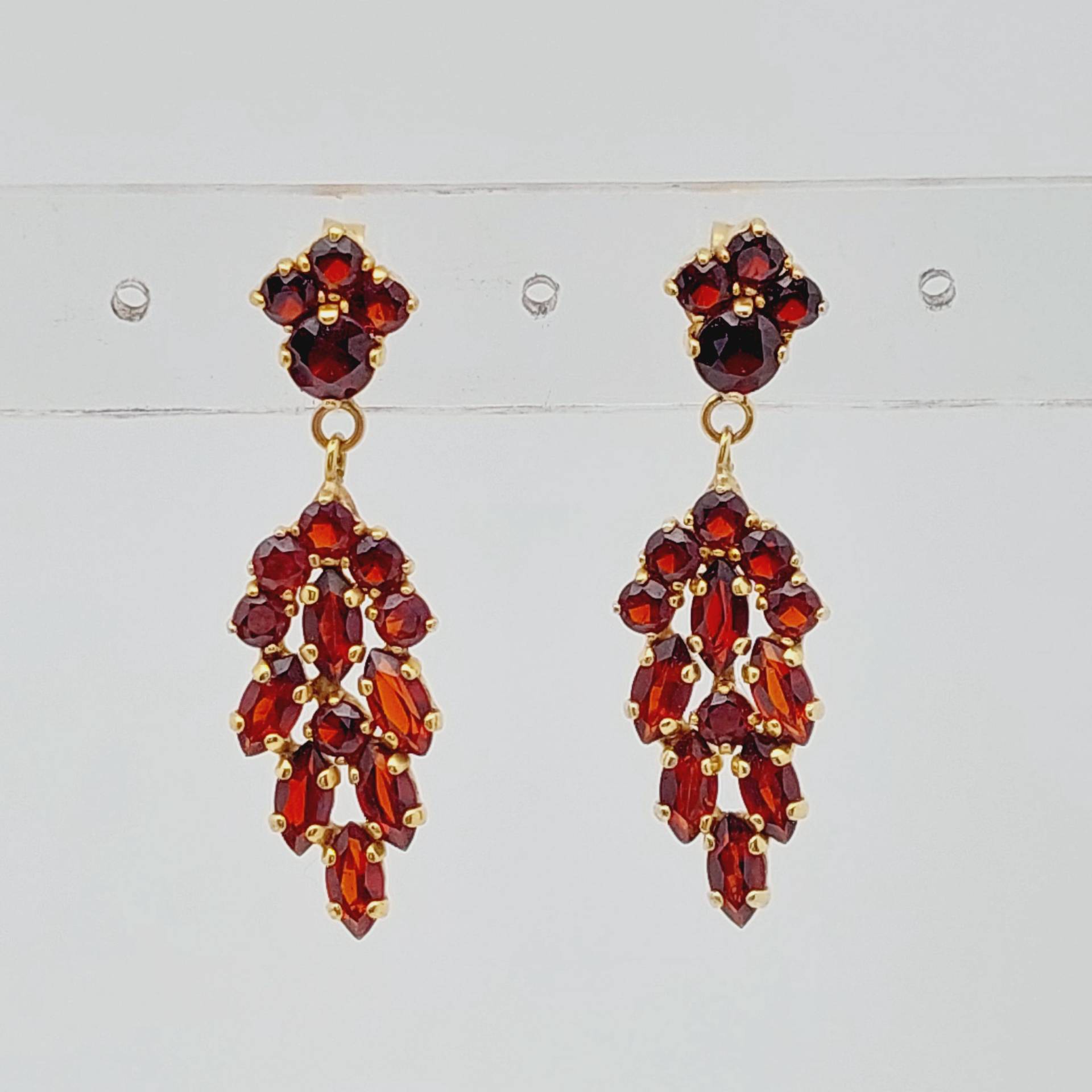 Jugendstil 333 Gold Ohrhänger Goldohrringe Granatsteine Granatschmuck Echt Ohrringe 333Er von SchmuckparadiesShop