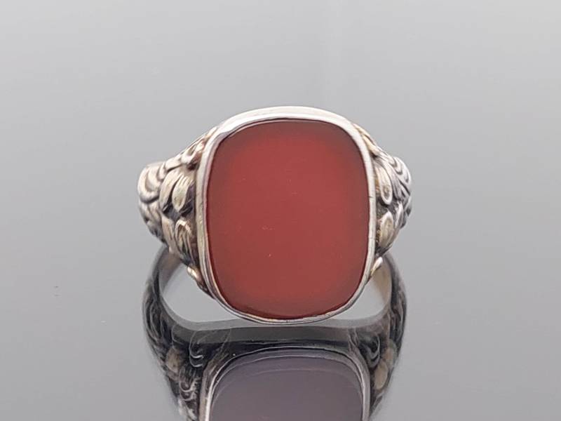 Jugendstil 835Er Silber Herren Siegelring Vergoldet Karneol Ring Silver Signet Gr 21 Us 9 1/2 von SchmuckparadiesShop