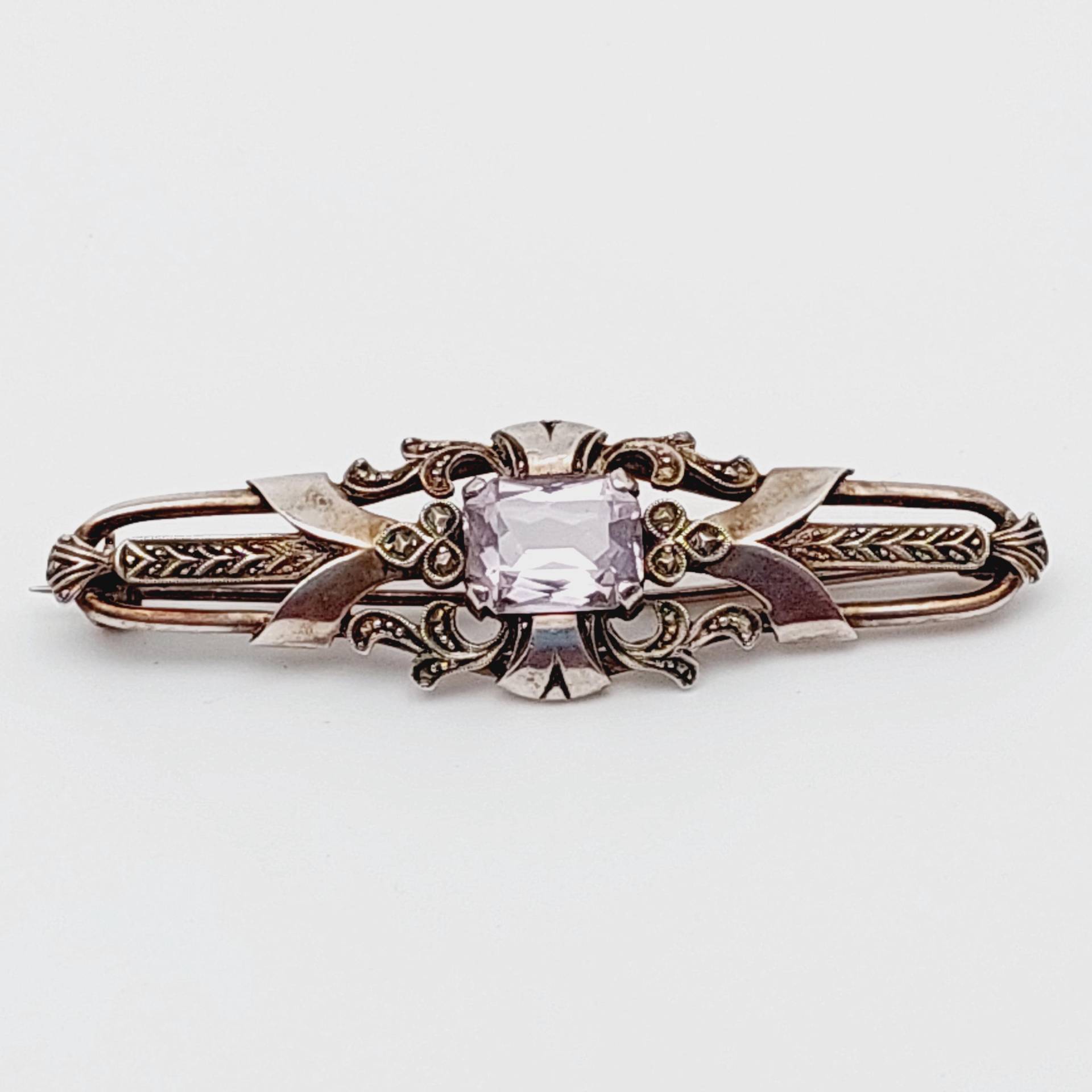 Jugendstil Antike 835Er Silber Art Deco Stabbrosche Hell Blauer Stein Brosche von SchmuckparadiesShop