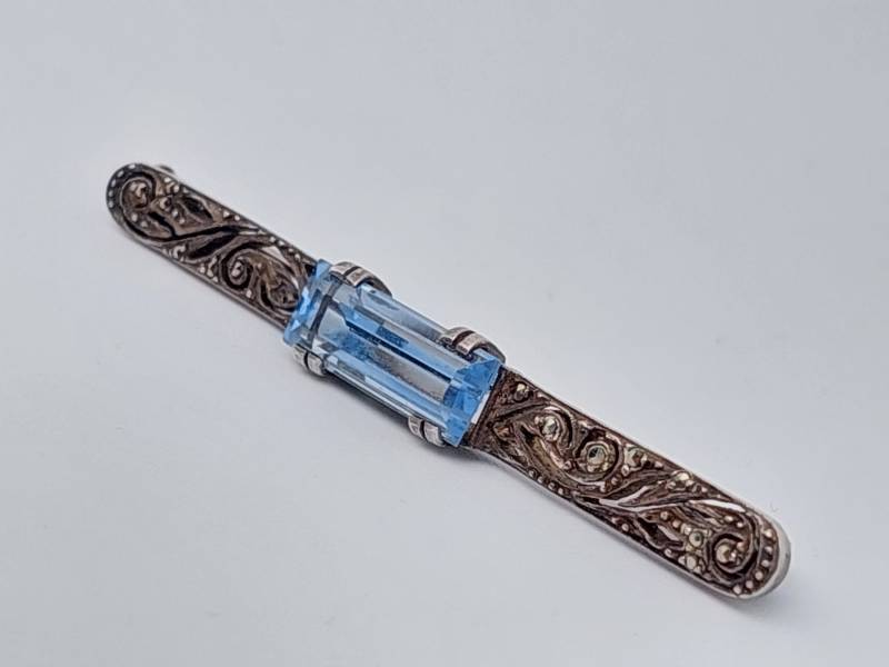 Jugendstil Antike 835Er Silber Stabbrosche Hell Blauer Stein Brosche Jugendstil Antike 835Er Silber Stabbrosche Hell Blauer Stein Brosche von SchmuckparadiesShop