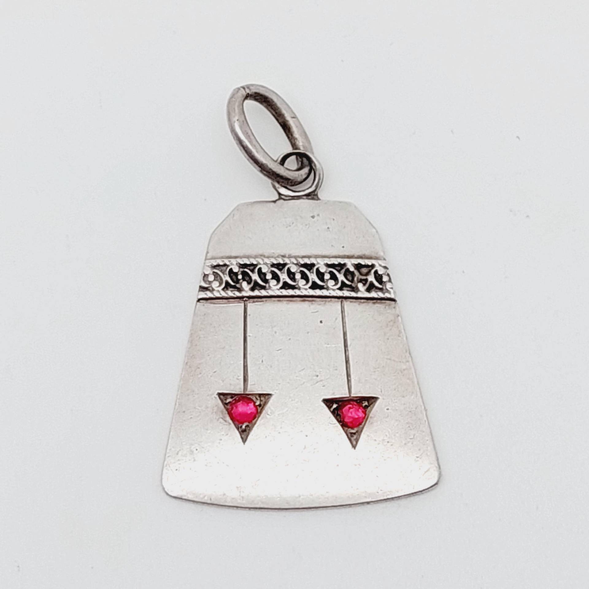 Jugendstil Antiker 800 Silber Anhänger Granat Filigranschmuck Blumen Charm von SchmuckparadiesShop