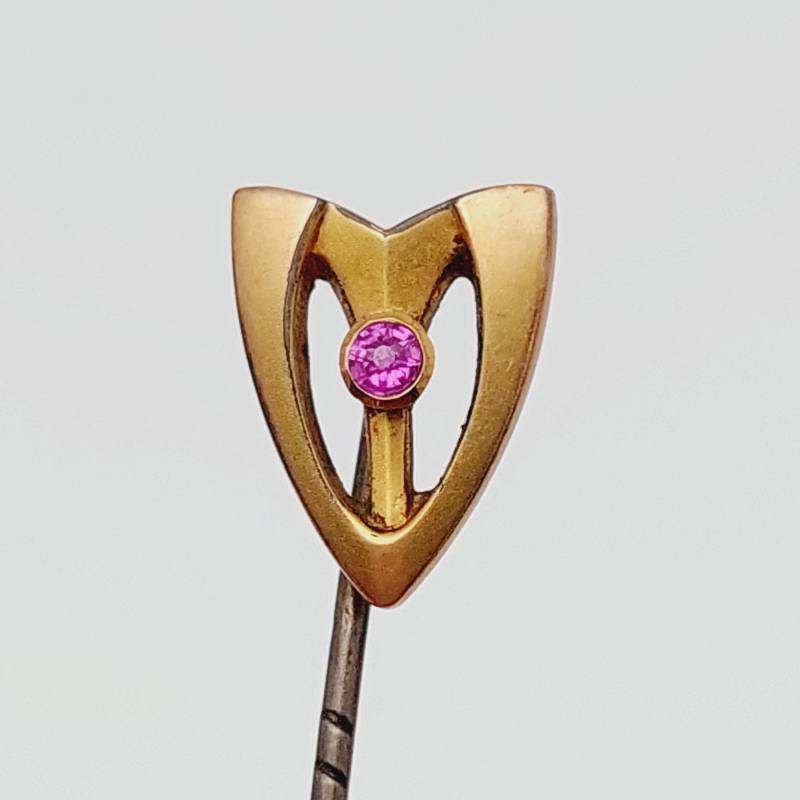 Jugendstil Krawattennadel Goldfarbend Tombak Anstecknadel Reversnadel Brosche Mit Opal Antik von SchmuckparadiesShop