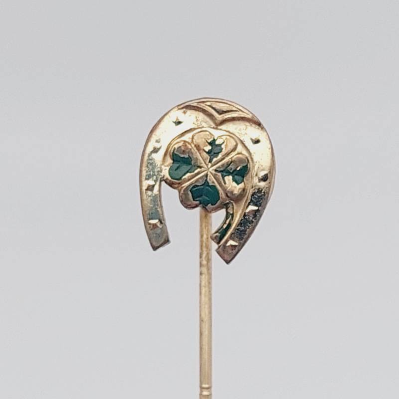 Jugendstil Krawattennadel Hufeisen Goldfarbe Tombak Double Anstecknadel Reversnadel Nadel Mit Emaille Antik von SchmuckparadiesShop