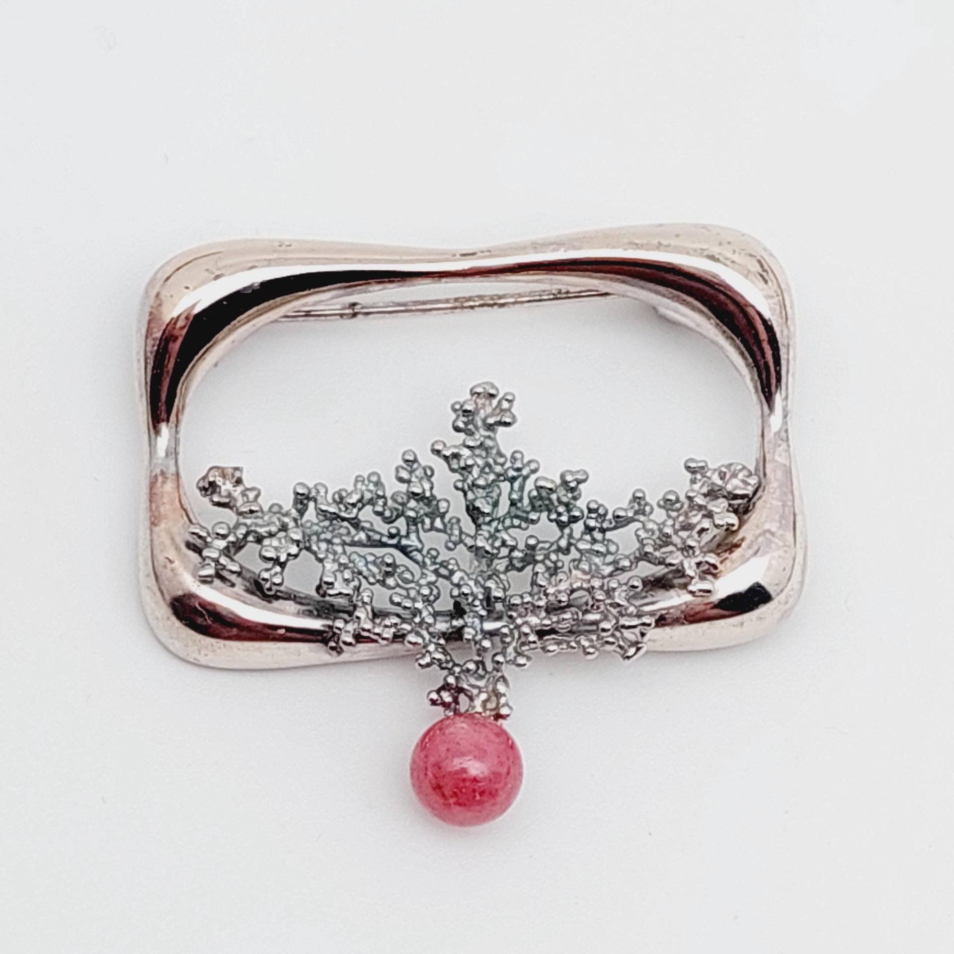 Mid Century 835Er Silber Brosche 70Er Mit Chrysopras von SchmuckparadiesShop