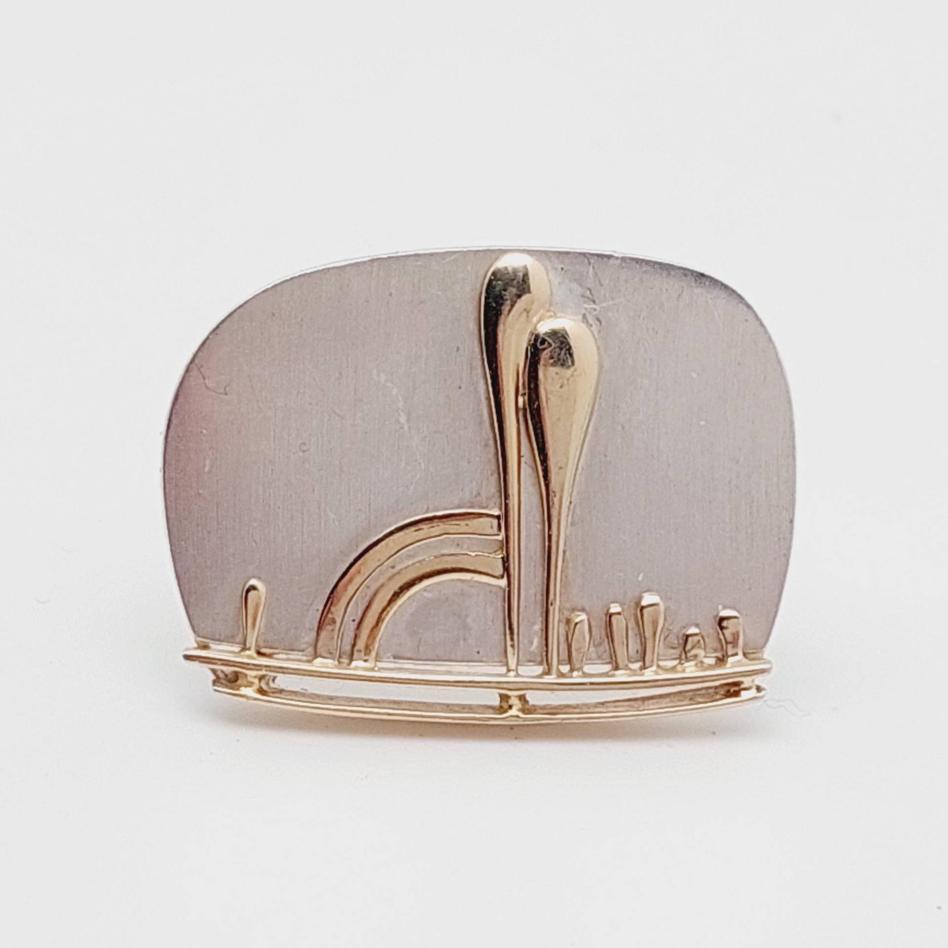 Mid-Century Silber Brosche Schmuck Modernes Design 925 Vergoldet Designer von SchmuckparadiesShop