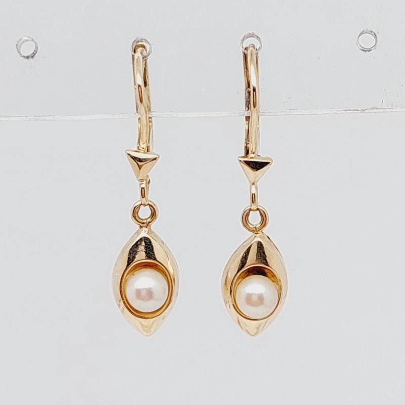 Moderne 333 Gelbgold 8 K Ohrringe Ohrhänger Hängeohrringe Mit Perle Geschenk Für Sie Exklusiv Frauen von SchmuckparadiesShop