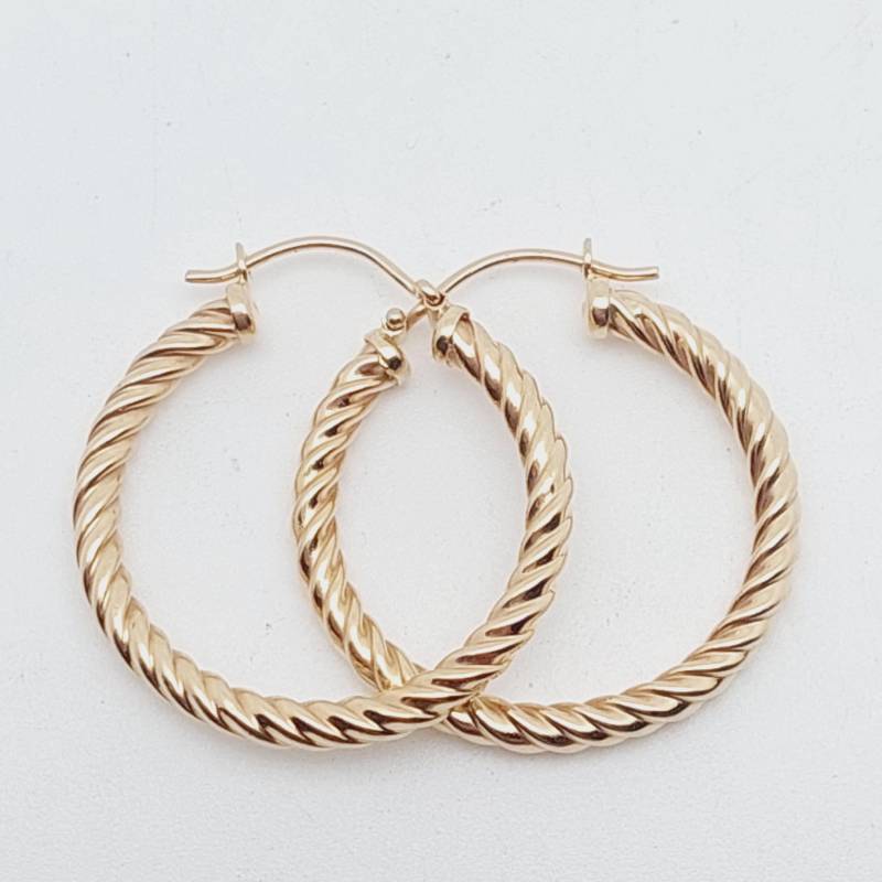 Moderne 585Er Gold Creolen 14 K Ohrringe Gedreht 2, 8 cm Geschenk Für Sie Exklusiv Hoop Hängeohrringe von SchmuckparadiesShop