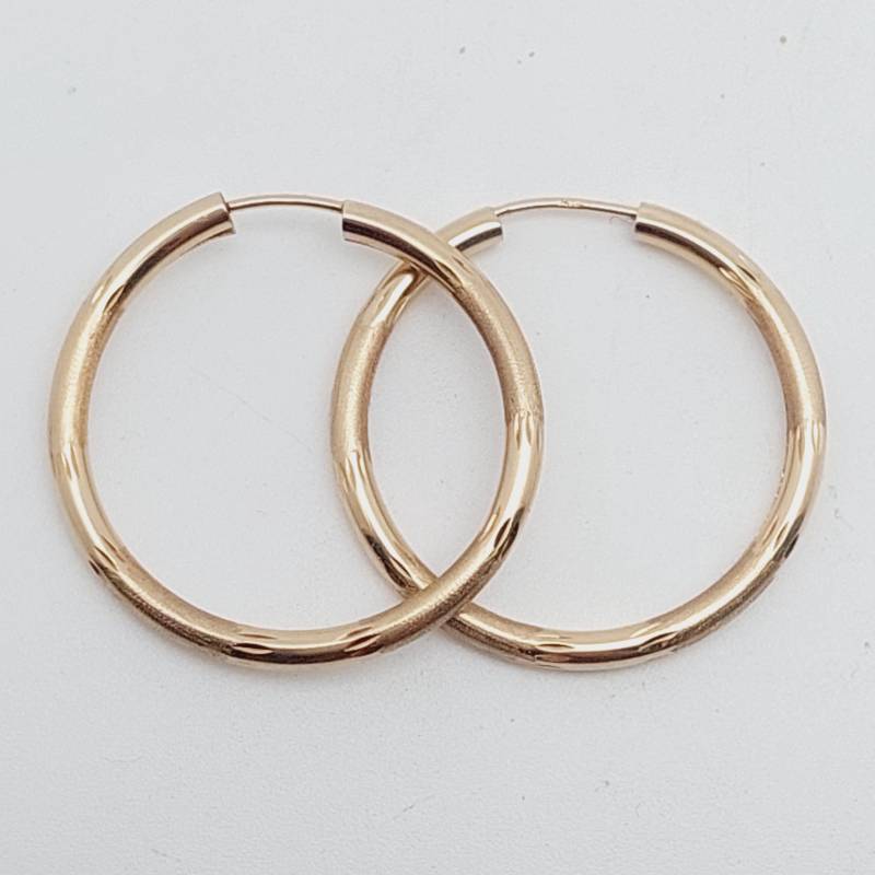 Moderne 585Er Gold Creolen Ohrringe Schlichte 14 K Diamantiert 3, 1 cm Geschenk Für Sie Glänzend Hoop von SchmuckparadiesShop