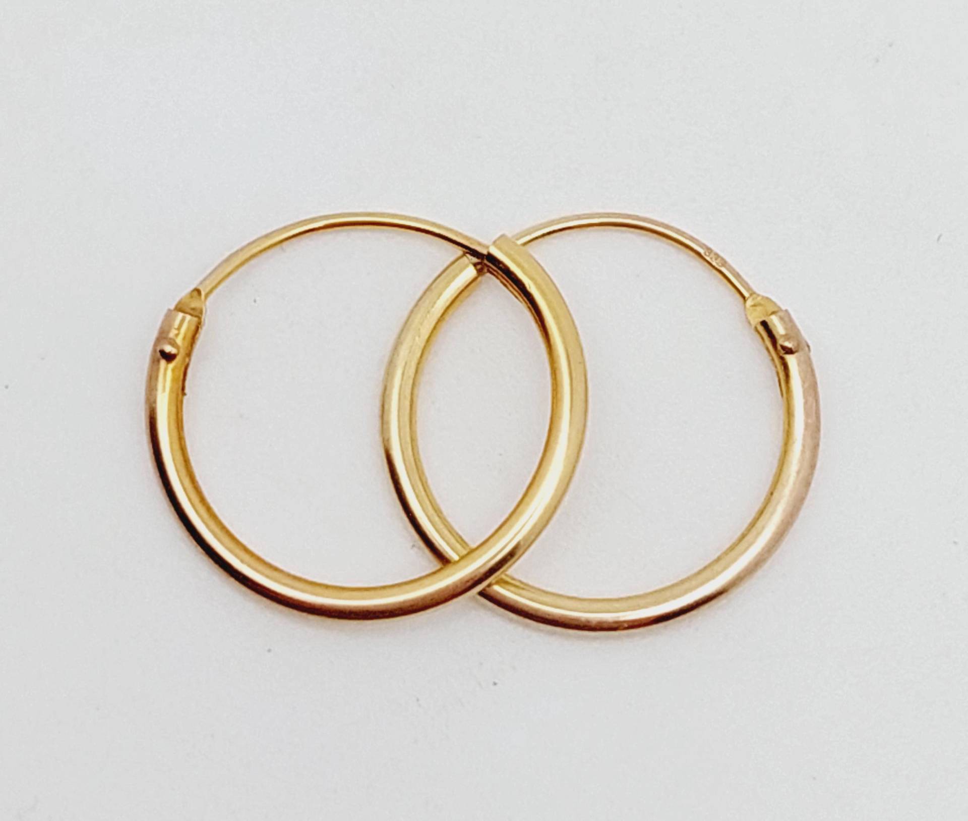 Paar 13mm Creolen 333 Gelbgold 8 Karat Ohrringe Damen Ohrschmuck Geschenk Für Sie Exklusiv Hängeohrringe von SchmuckparadiesShop