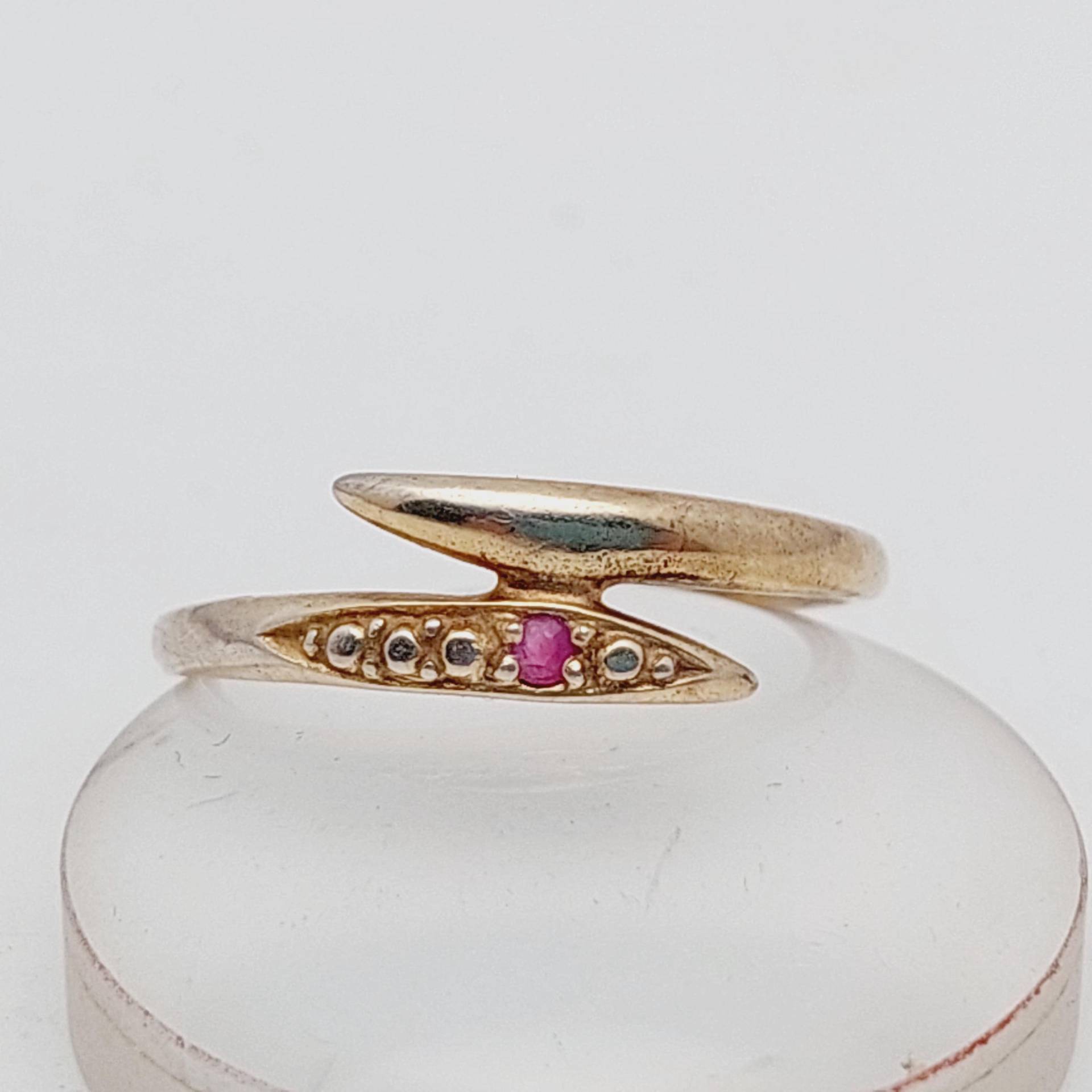 Retro 925Er Silber Ring Granat Stein Schlange Jugendstil Stil Gr 20 Us 9 1/4 von SchmuckparadiesShop